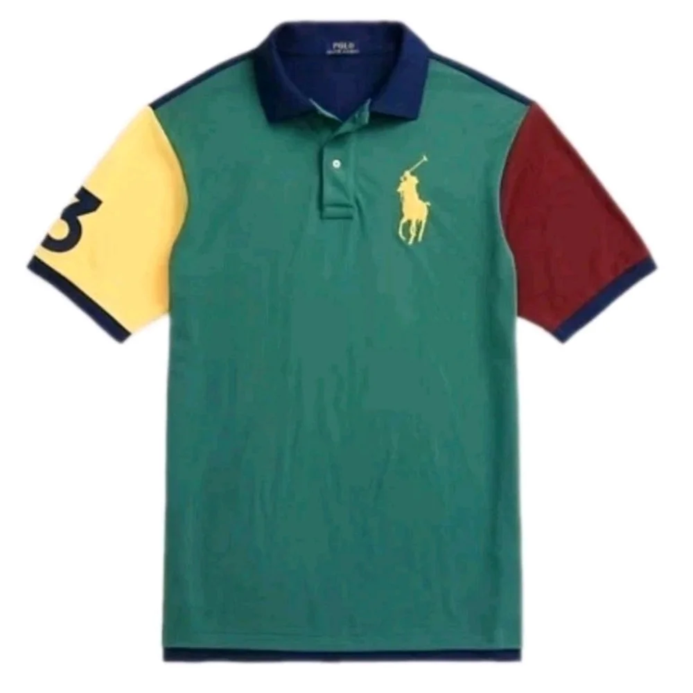 Polo Ralph Lauren Rugby Polo Shirt Men XXL Big Pony 90s Colorblock Green Preppy